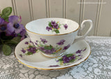 Vintage Clarence Purple Cottage Violets Teacup and Saucer