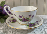 Vintage Clarence Purple Cottage Violets Teacup and Saucer