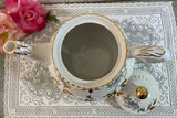 Vintage Ellgreave Wood & Sons England Ironstone Blue Magnolia Teapot