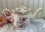 Vintage Pink Rose Rosebud Crown Teapot