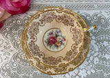 Vintage Paragon Roses Gold Gilt Teacup and Saucer Double Warrant