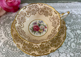 Vintage Paragon Roses Gold Gilt Teacup and Saucer Double Warrant