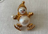 Pair of Vintage Ice Skating Mr and Mrs Snowman Scatter Pins