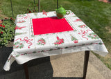 Vintage Christmas Tablecloth with Gold Metallic Details