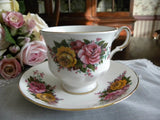 Vintage Pink and Yellow Roses Teacup and Saucer - The Pink Rose Cottage 