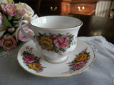 Vintage Pink and Yellow Roses Teacup and Saucer - The Pink Rose Cottage 