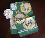 MWT Vintage Broderie Hanging Plates Tea Towel in Green - The Pink Rose Cottage 