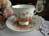 Vintage H & M Country Garden Pink Rose Teacup and Saucer - The Pink Rose Cottage 