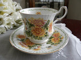 Vintage Queen's Special Flowers November Mums Teacup and Saucer - The Pink Rose Cottage 