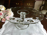 Vintage Pedestal Teardrop Glass Cake Plate - The Pink Rose Cottage 