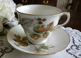Vintage Queen Anne Nuts and Berries Teacup and Saucer - The Pink Rose Cottage 