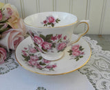 Vintage Queen Anne Pink Roses Teacup and Saucer - The Pink Rose Cottage 