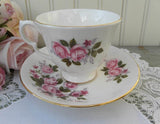 Vintage Queen Anne Pink Roses Teacup and Saucer - The Pink Rose Cottage 