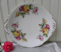 Vintage Queen Anne Manor Roses Handled Serving Platter - The Pink Rose Cottage 