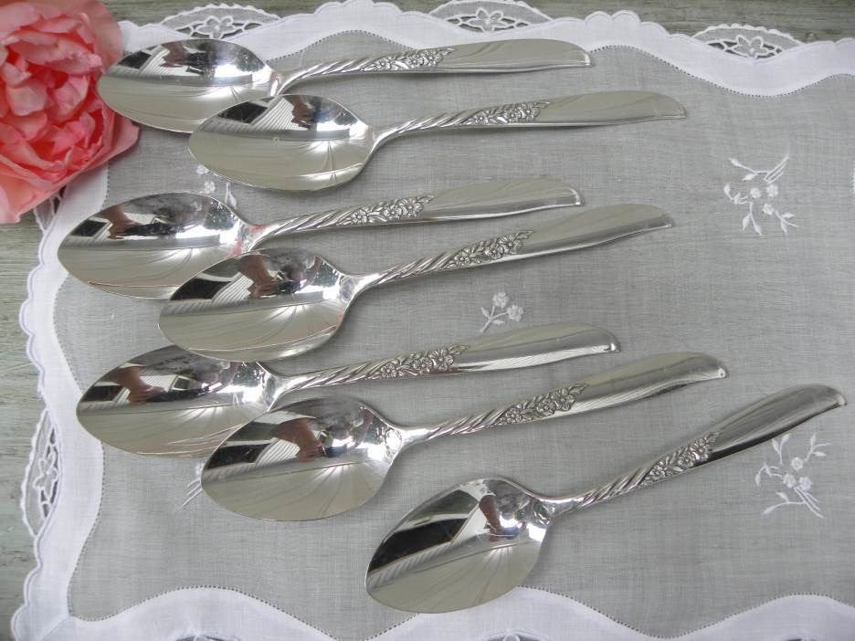 Vintage Rogers "Always" Silver Plated Dessert Soup Spoons - The Pink Rose Cottage 