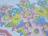 Vintage Springmaid Pastel Tropical Lily Tablecloth - The Pink Rose Cottage 