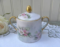 Vintage Hand Painted Wild Pink Roses Sugar Bowl - The Pink Rose Cottage