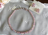 Vintage Pearlcraft Pink Crystal Necklace and Earrings Set with Tags - The Pink Rose Cottage 