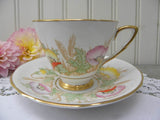 Vintage Royal Stafford Pastel Poppies Teacup and Saucer - The Pink Rose Cottage 