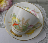 Vintage Royal Stafford Pastel Poppies Teacup and Saucer - The Pink Rose Cottage 