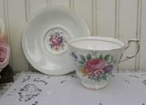 Vintage Paragon Light Green with Pink Roses Teacup and Saucer - The Pink Rose Cottage 