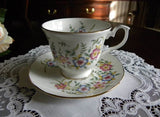 Vintage Duchess Pink and Blue Flowers Teacup and Saucer - The Pink Rose Cottage 