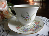 Vintage Duchess Pink and Blue Flowers Teacup and Saucer - The Pink Rose Cottage 