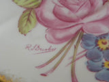 Vintage Rosyln Pink Rose and Blue Flowers Signed Teacup and Saucer - The Pink Rose Cottage 
