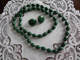Vintage St. Patrick's Day Green Beaded Necklace and Earrings - The Pink Rose Cottage 