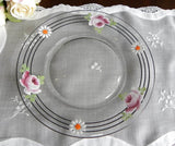 Vintage Enameled Pink Rose and Daisy Plate - The Pink Rose Cottage 