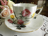 Vintage Royal London Pink and Yellow Roses Teacup and Saucer - The Pink Rose Cottage 