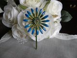 Vintage Original by Roberts Enameled Blue Daisy Pin Brooch - The Pink Rose Cottage 
