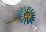 Vintage Original by Roberts Enameled Blue Daisy Pin Brooch - The Pink Rose Cottage 