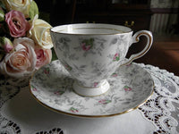 Vintage Tuscan Rosalie Chintz Pink Roses Teacup and Saucer - The Pink Rose Cottage 