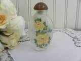 Vintage Art Glass Oriental Perfume Snuff Bottle with Yellow Poppy - The Pink Rose Cottage 