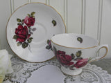 Vintage Queen Anne Red Rose Teacup and Saucer - The Pink Rose Cottage 