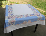 Vintage Flowers and Bows Pink Blue and More Tablecloth - The Pink Rose Cottage 