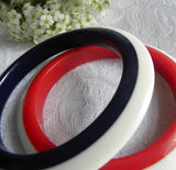 Pair of Vintage Red White and Blue Patriotic Bangle Bracelets - The Pink Rose Cottage 