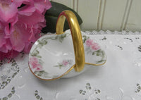 Vintage Hand Painted Pink Rose Trinket Basket - The Pink Rose Cottage