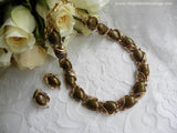 Vintage Trifari Brown and Gold Thermoset Necklace and Earrings - The Pink Rose Cottage 