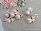 Vintage Pearly Pink Grapes Brooch Pin Pendant with Matching Dangle Earrings - The Pink Rose Cottage 