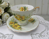 Vintage Royal Standard "Wild Rose" Yellow Rose on Green  Teacup and Saucer - The Pink Rose Cottage 