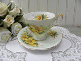 Vintage Royal Standard "Wild Rose" Yellow Rose on Green  Teacup and Saucer - The Pink Rose Cottage 
