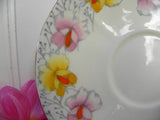 Vintage Roslyn China Pink and Yellow Sweet Peas Teacup and Saucer - The Pink Rose Cottage 