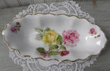 Vintage Oval Bowl with Pink and Yellow Roses - The Pink Rose Cottage 