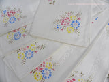 Vintage Unused Hand Painted Damask Tablecloth and Napkin Set - The Pink Rose Cottage 