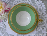 Vintage Royal Albert Crown China Green Teacup and Saucer - The Pink Rose Cottage 