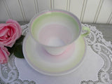 Vintage 1932  Art Deco Shelley Swirls Teacup and Saucer Pink Green Gray - The Pink Rose Cottage 