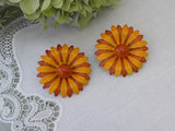Vintage Enameled Daisy Sunflower Earrings - The Pink Rose Cottage 