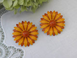 Vintage Enameled Daisy Sunflower Earrings - The Pink Rose Cottage 